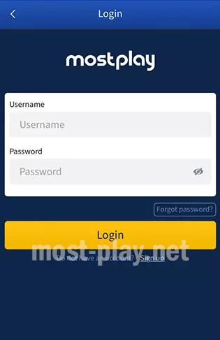 Mostplay সাইন ইন স্টেপস